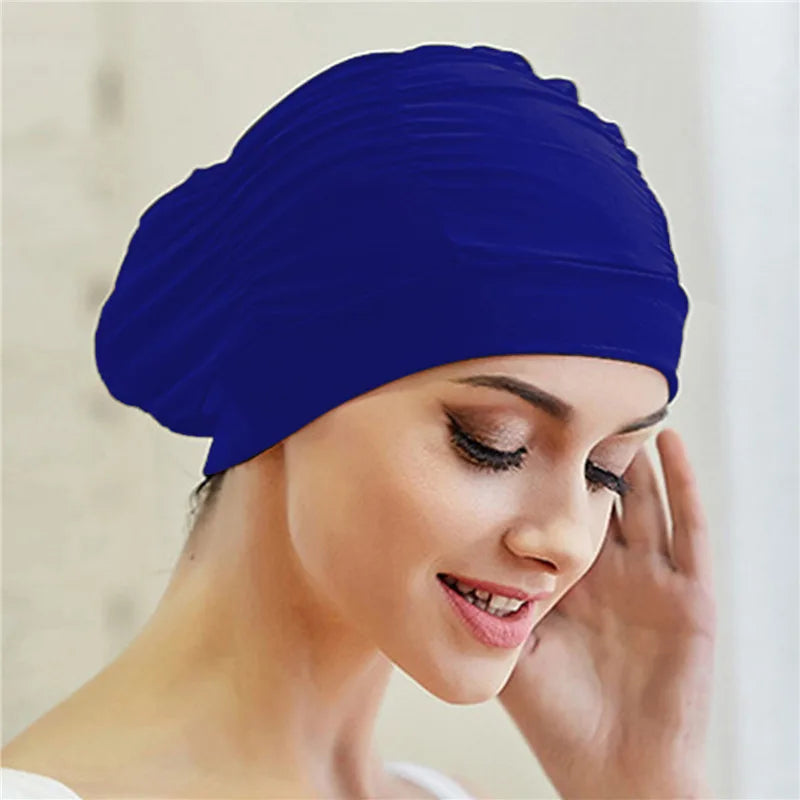 Elastische Bademütze für langes Haar – Unisex Nylon Turban-Stil Schutz