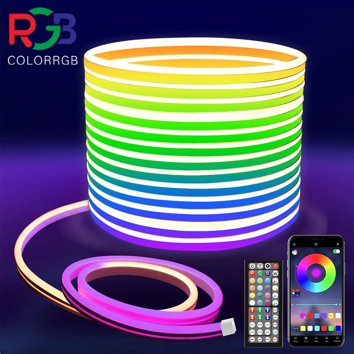 Neon RGB Rope Lights – App & Fernbedienung, IP65 Wetterschutz