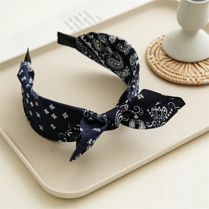 Paisley Bandana Stirnband mit Hasenohren Schleife Mode Haarband Damen