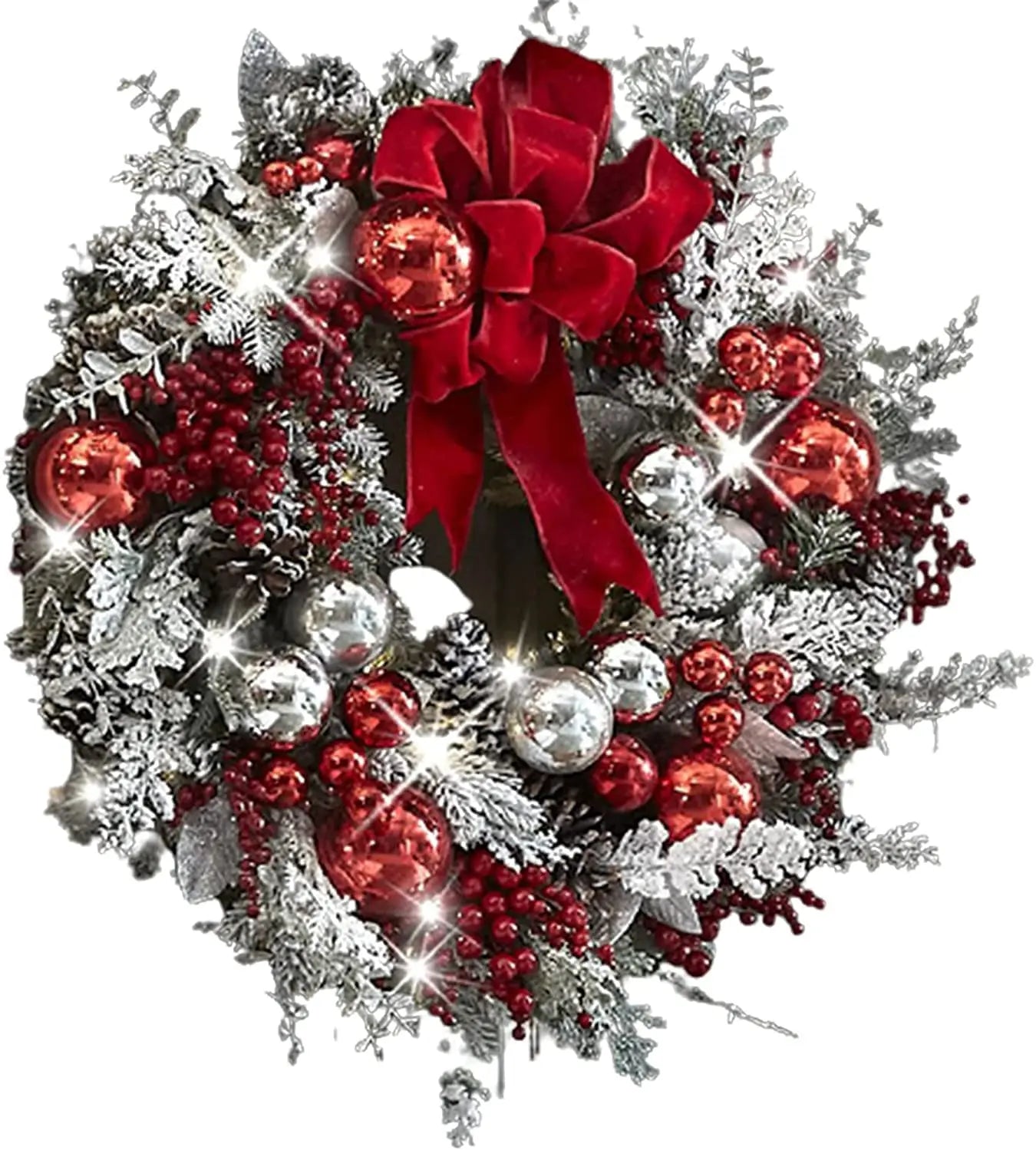 Beflockter PVC Weihnachtskranz für Tür und Baum Deko