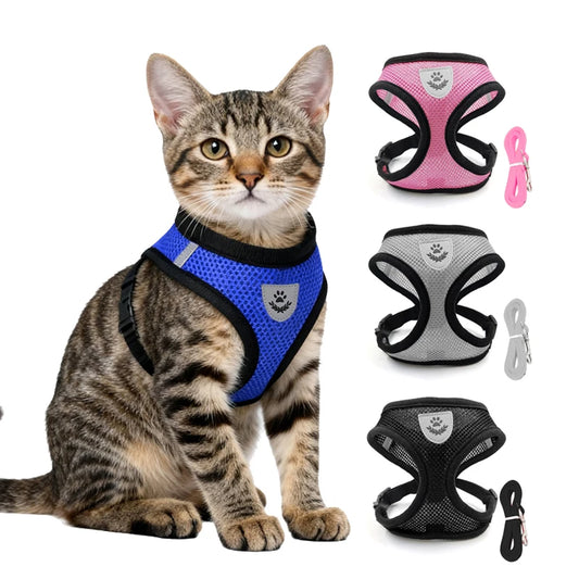 Verstellbares Reflektierendes Katzengeschirr mit Leine Set für Outdoor