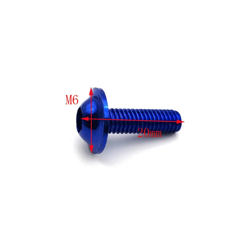 10 bis 100 eloxierte M6x20 mm Aluminium Verkleidungsschrauben bunt