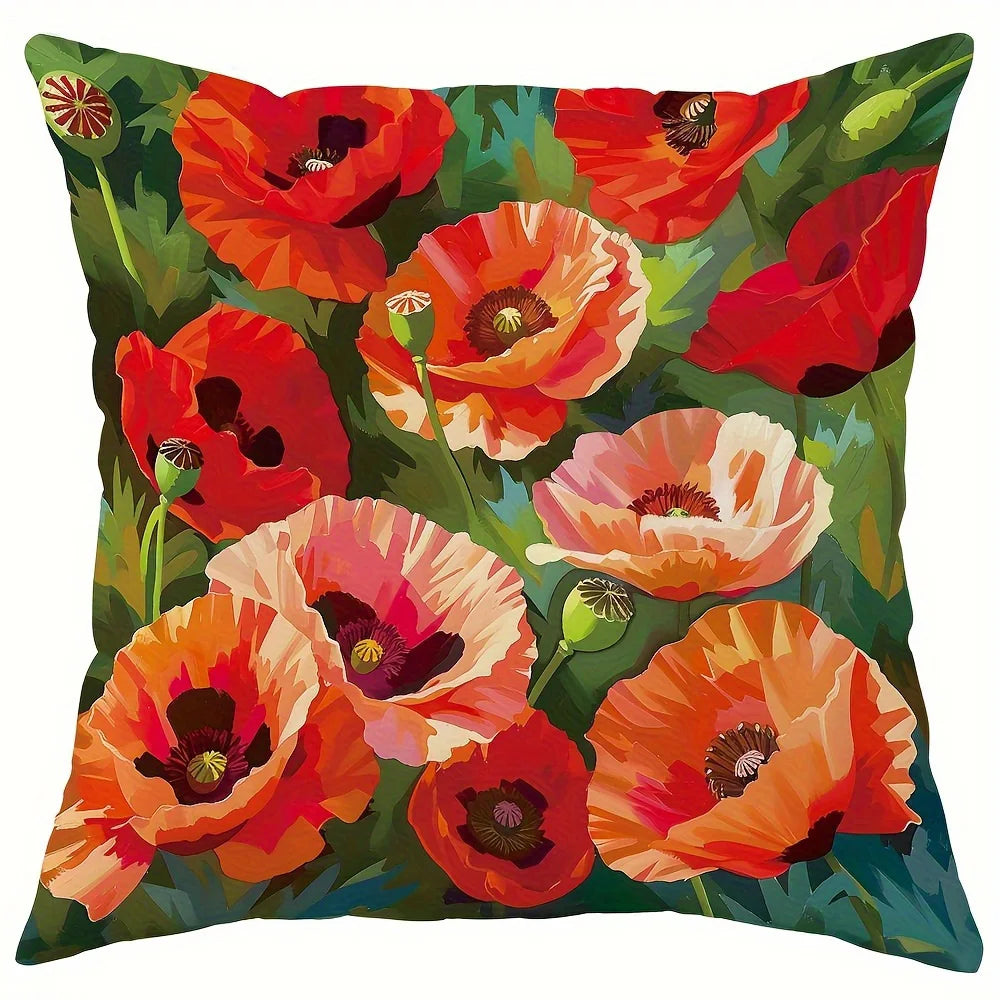 Dekorative Mohnblumen Kissenbezüge für Sofa und Schlafzimmer