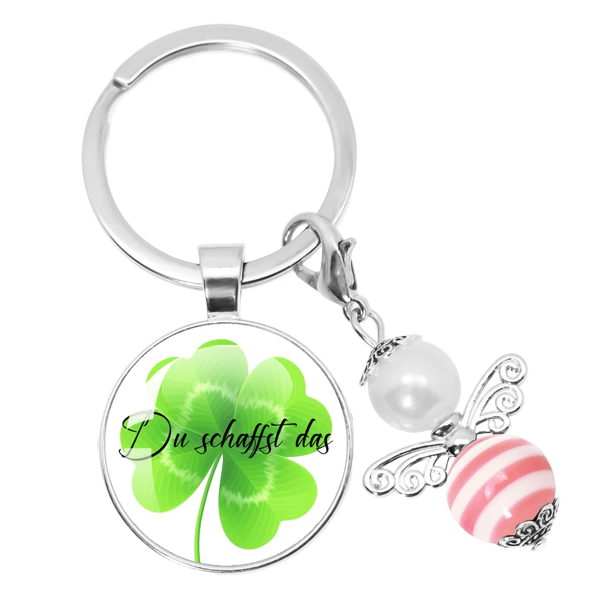 Glücksbringer Schlüsselanhänger mit vierblättrigem Kleeblatt Design