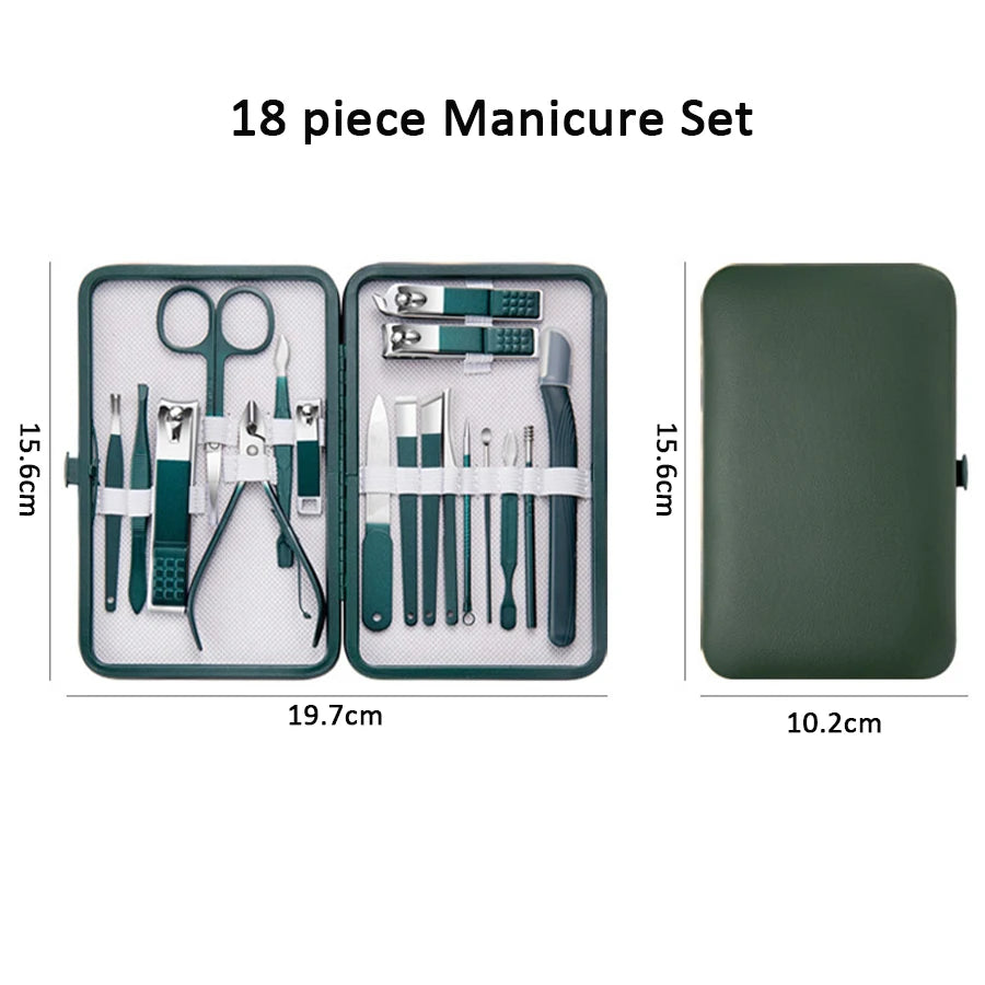 7-18tlg. Maniküre Set Nagelknipser Edelstahl mit Leder Reisetasche Unisex