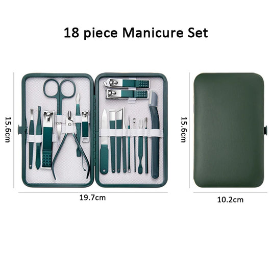7-18tlg. Maniküre Set Nagelknipser Edelstahl mit Leder Reisetasche Unisex