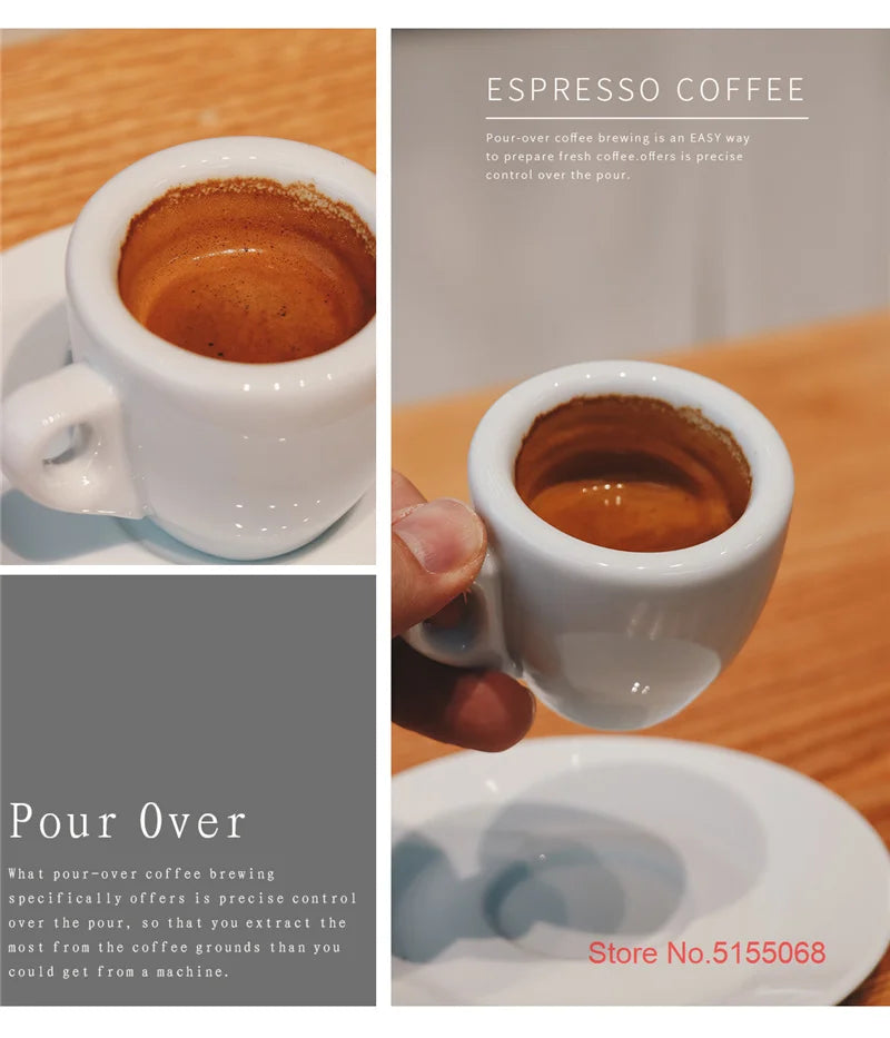 Espressotassen und Untertassen Set aus Keramik 9 mm Dick