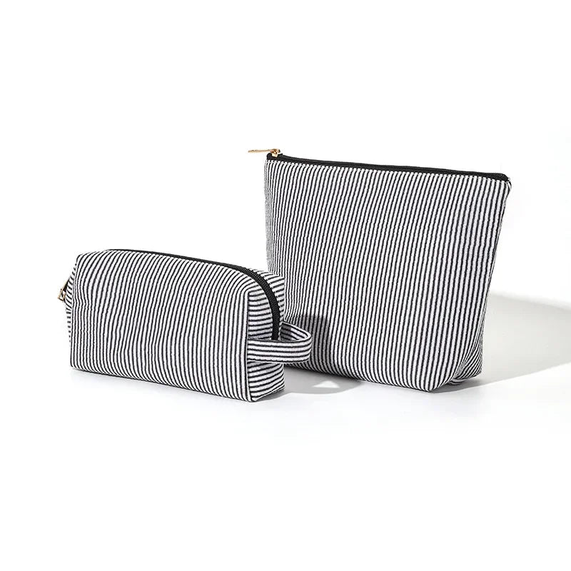 2-teiliges gestreiftes Kosmetiktaschen Set mit großer Kapazität Damen