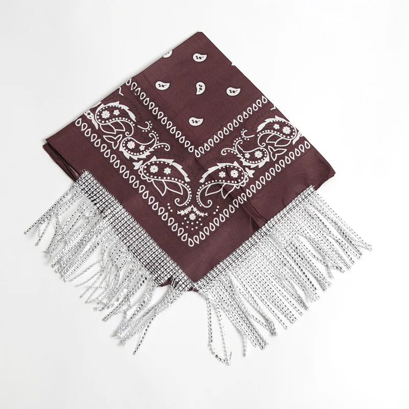 Vielseitiges Paisley Bandana mit Strassfransen für Frauen und Männer