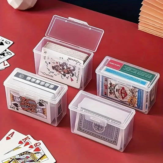 Transparente Kunststoff-Spielkartenbox mit Fotohalter – strapazierfähig - kompakt