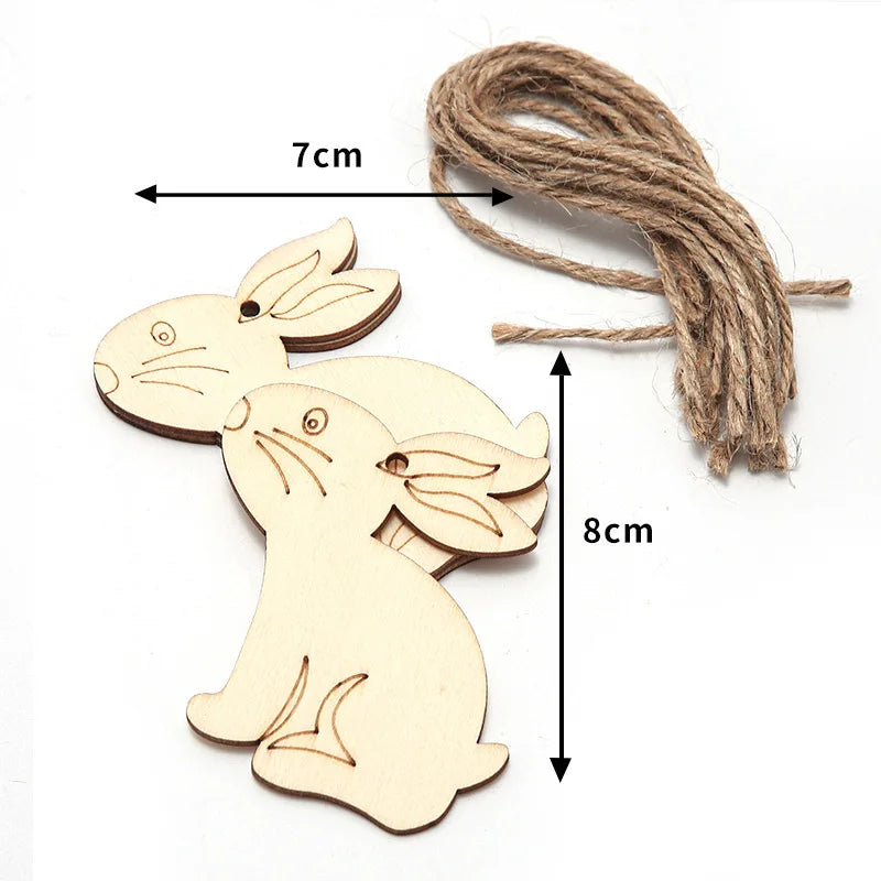 10 Holz Kaninchen Ei Anhänger Hohl Ostern Party Dekoration DIY-Yabubest - Home & More