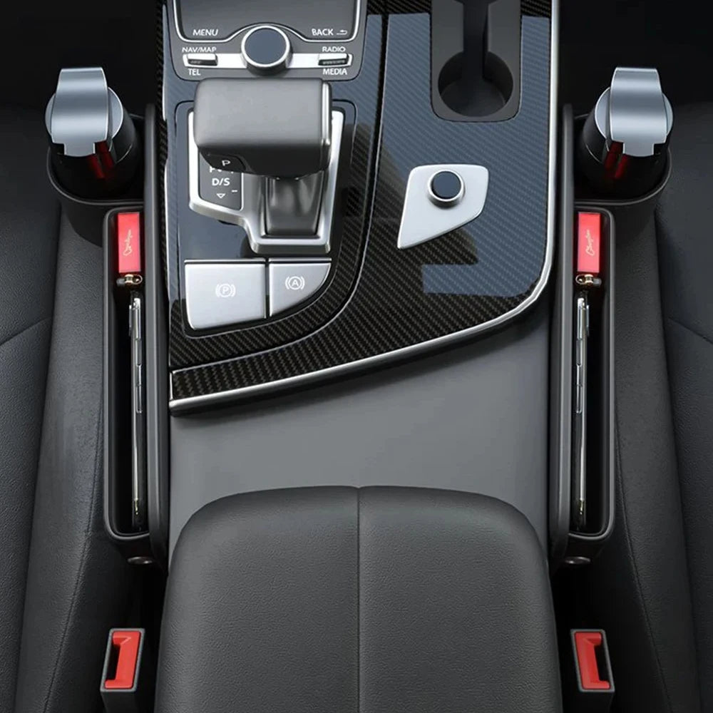 Auto Sitz Spalt Organizer mit Getränkehalter & Leder Optik