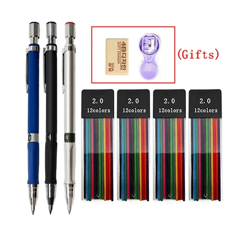 Druckbleistifte Set 2.0 mm für Skizzen und Studentenbedarf