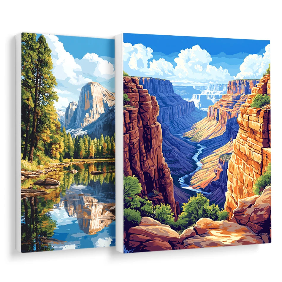 Leinwand Malen nach Zahlen Aquarell Landschaft DIY Ölgemälde 40x50 bis 60x75cm