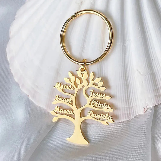 Personalisierter Baum des Lebens Schlüsselanhänger Edelstahl Frauen Geschenk