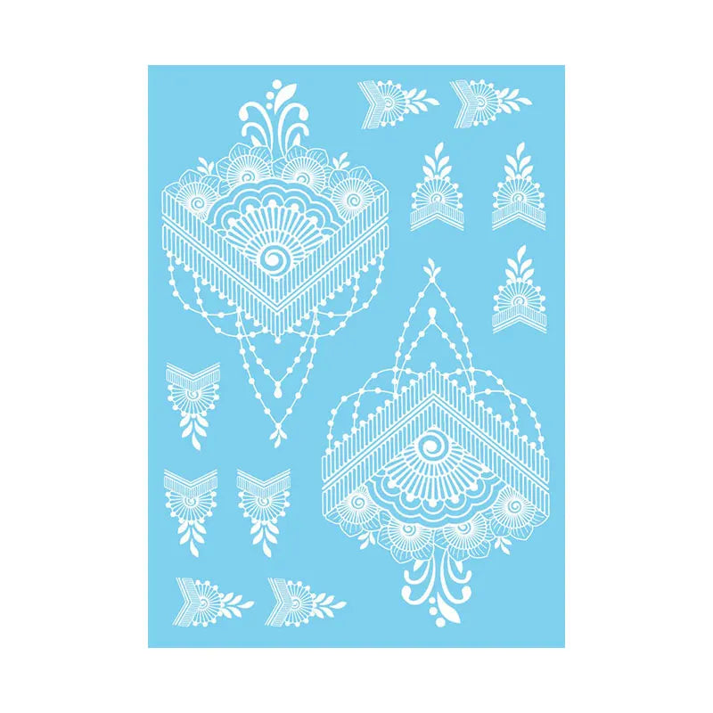 Weiße Henna Temporäre Tattoos für Frauen Hand Mehndi Party Körperkunst