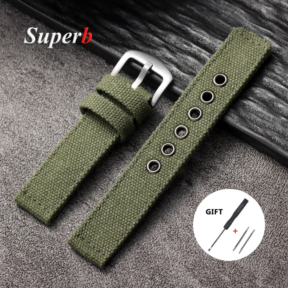 Nylon Uhrenarmband 20 22 24mm Sport Militär Stil – für Smartwatch u. Uhr