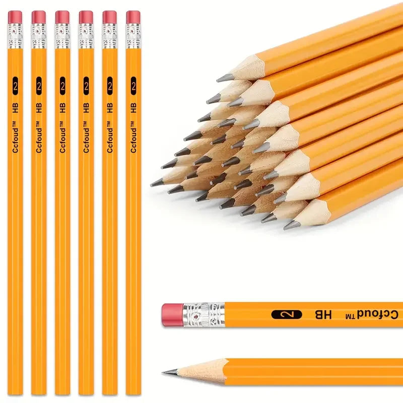 10-teiliges Set Holz-Bleistifte HB mit Radiergummi für Kinder und Schule