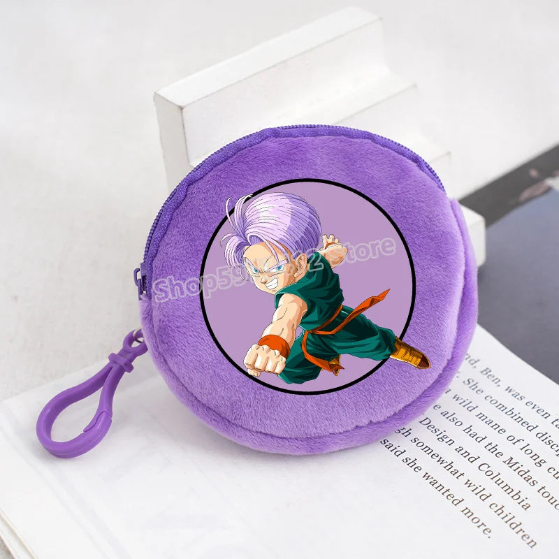 Plüsch Mini Geldbörse mit Reißverschluss rund Cartoon Schlüsselanhänger