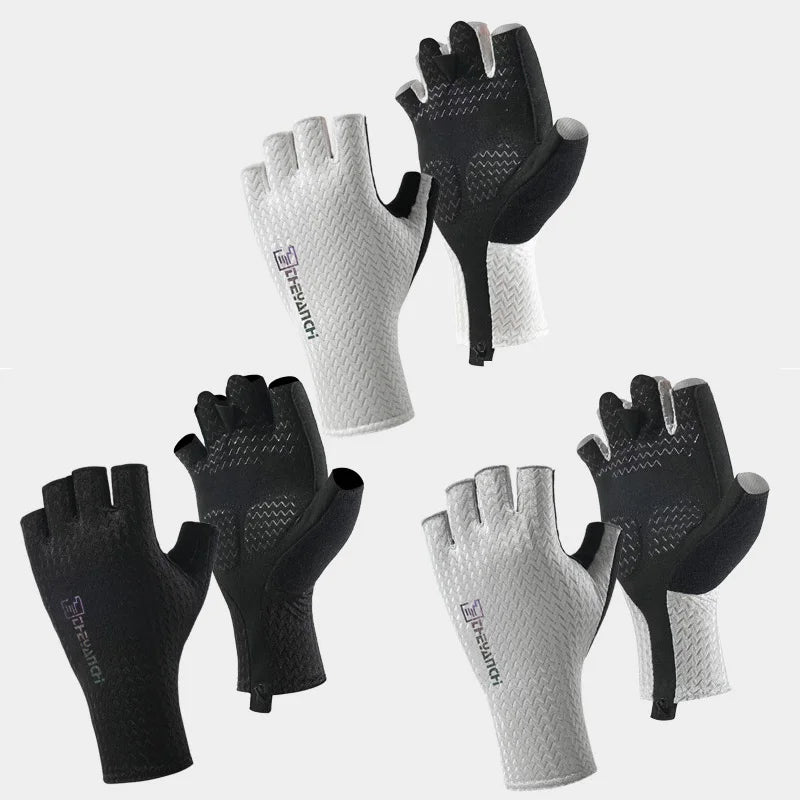 Atmungsaktive Halbfinger Fahrradhandschuhe mit Stoßdämpfung und rutschfest