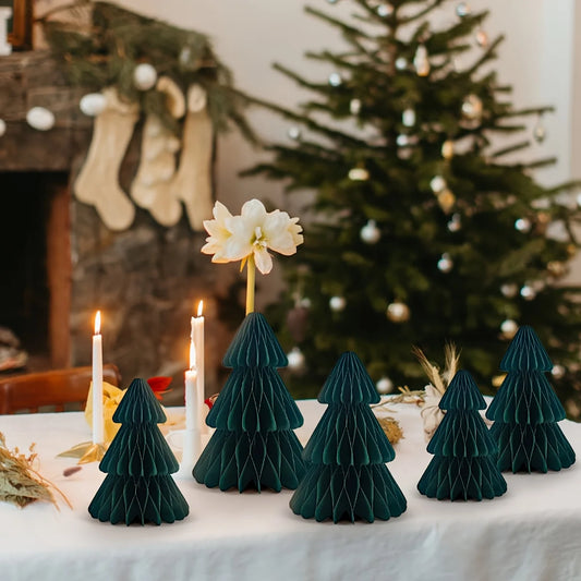 5er Set 3D Weihnachtsbaum-Wabenornamente als Tischdekoration