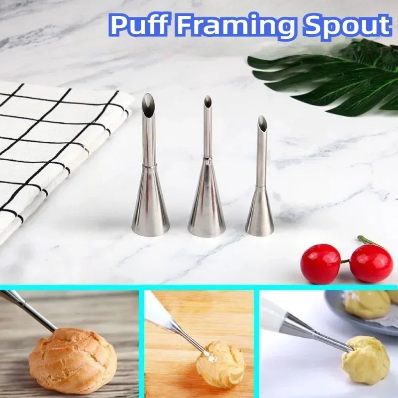 Edelstahl Spritztüllen Set 1-3 Stück für Kuchen Icing Cremedekor Donut Gebäck