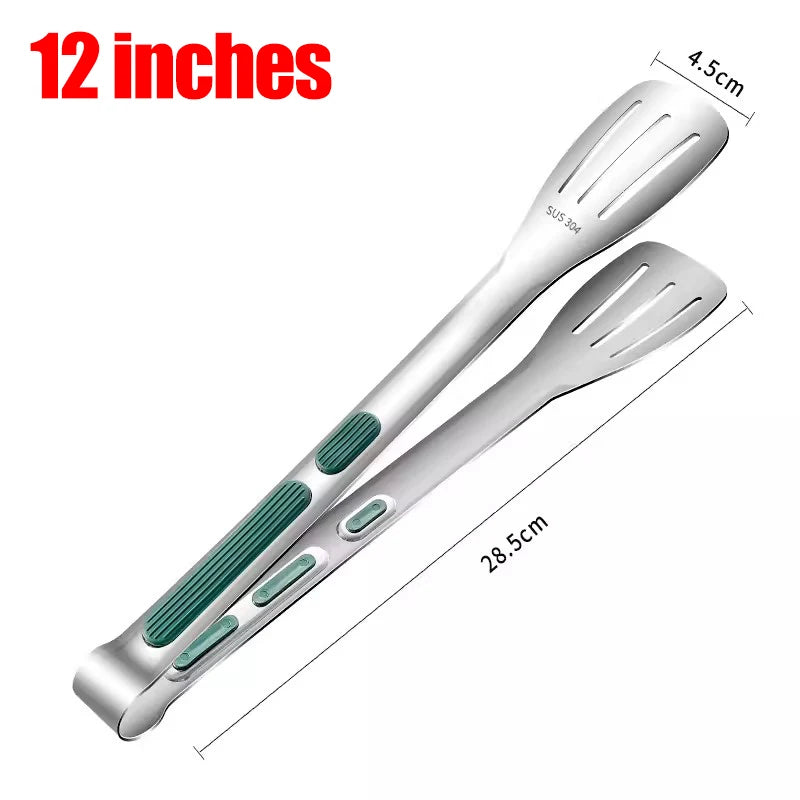 Rutschfeste Edelstahl-Lebensmittelzange 3er-Set für Grill, Küche - Buffet