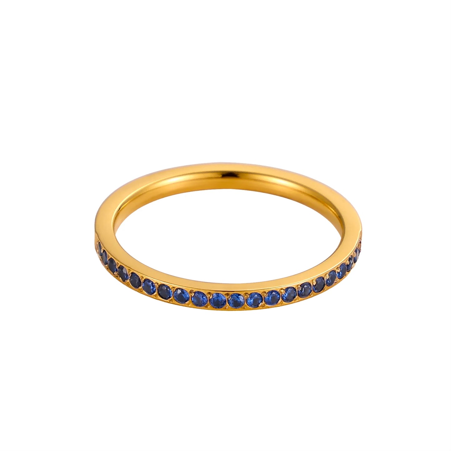 Goldfarbener Edelstahl Ring mit Mini Zirkon Herz Design für Frauen