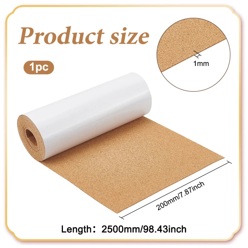 Korkplattenrolle 1378x157cm 1mm dick rechteckiges natürliches Korkstück