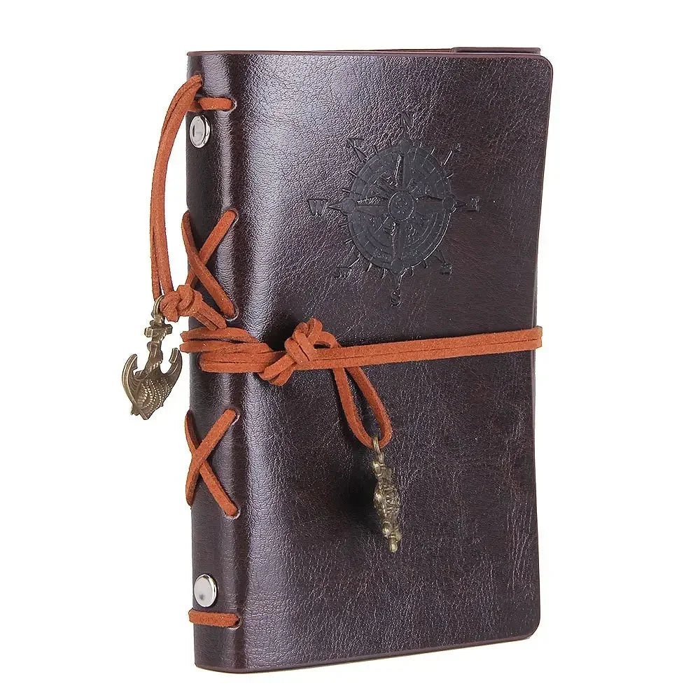Retro Notizbuch mit weichem Ledereinband 14x10 cm für Tagebuch - Skizzen