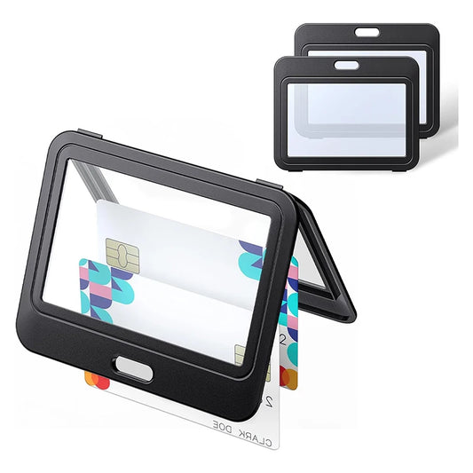 Doppelseitiger Ausweishalter Transparent Schwarz für Karten Fotos