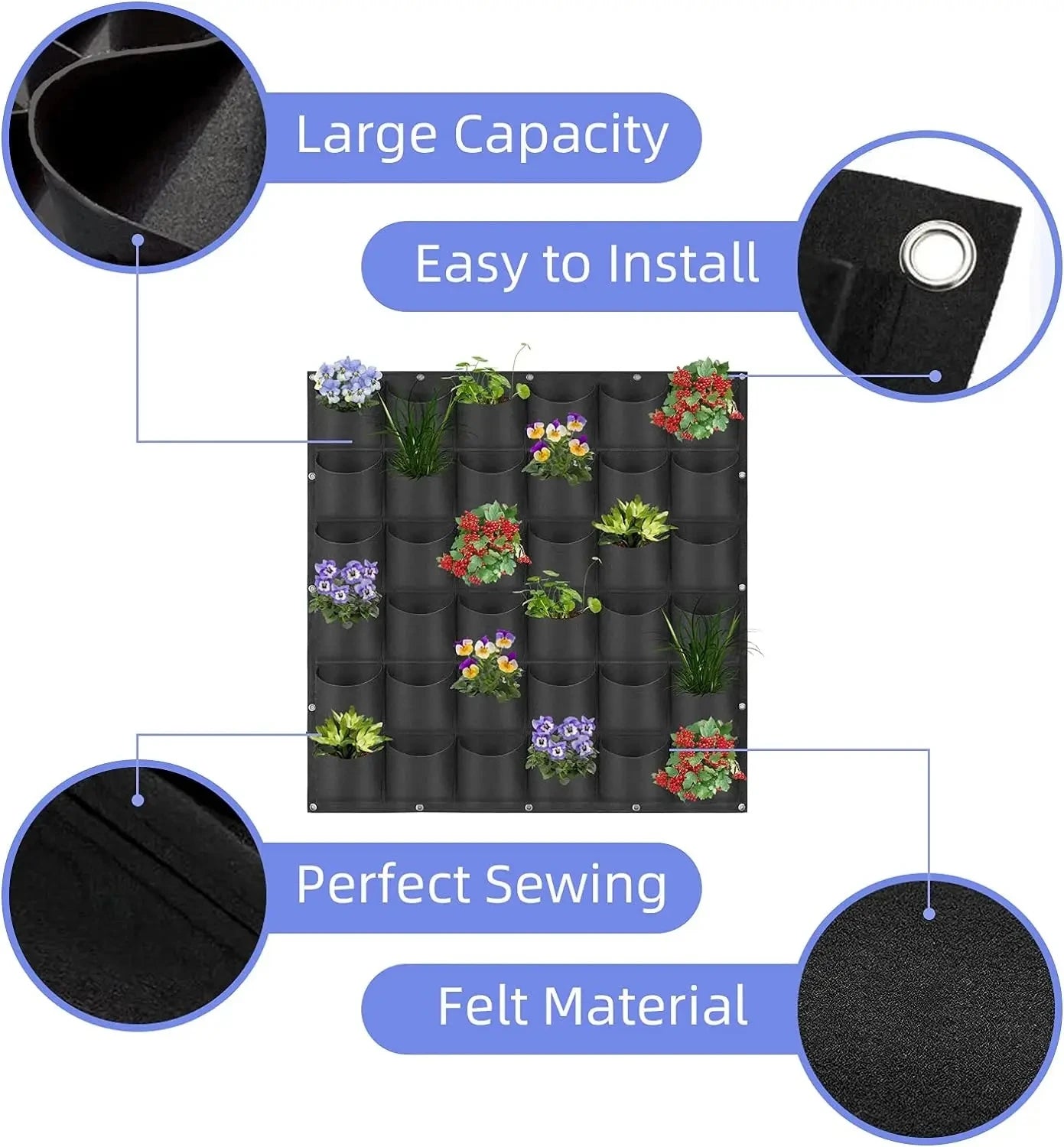 Vertikale Wand-Pflanztaschen Blumentopf für Haus und Garten