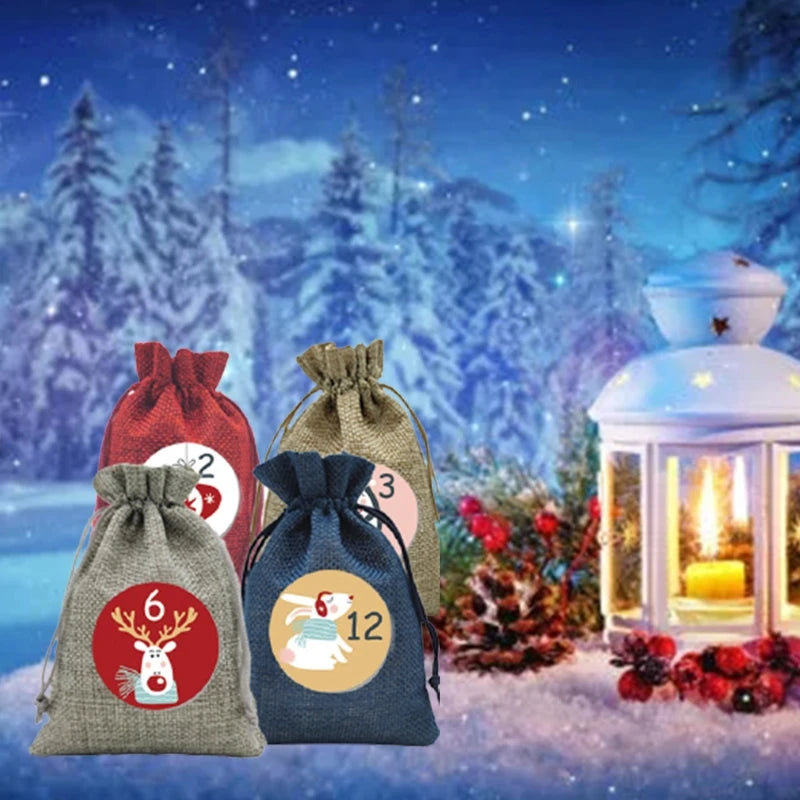 Adventskalender Geschenktüten Set mit 48 Zahlen Aufklebern zum Befüllen