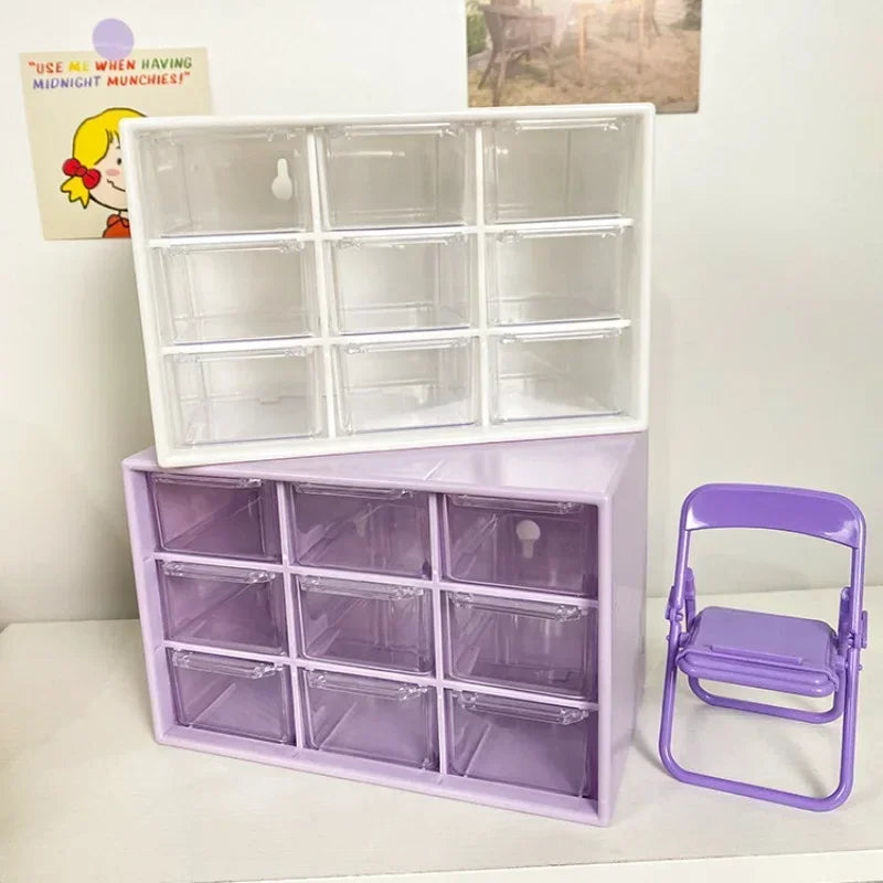 Desktop 9-Fächer Organizer transparent mit Schublade für Schreibtisch