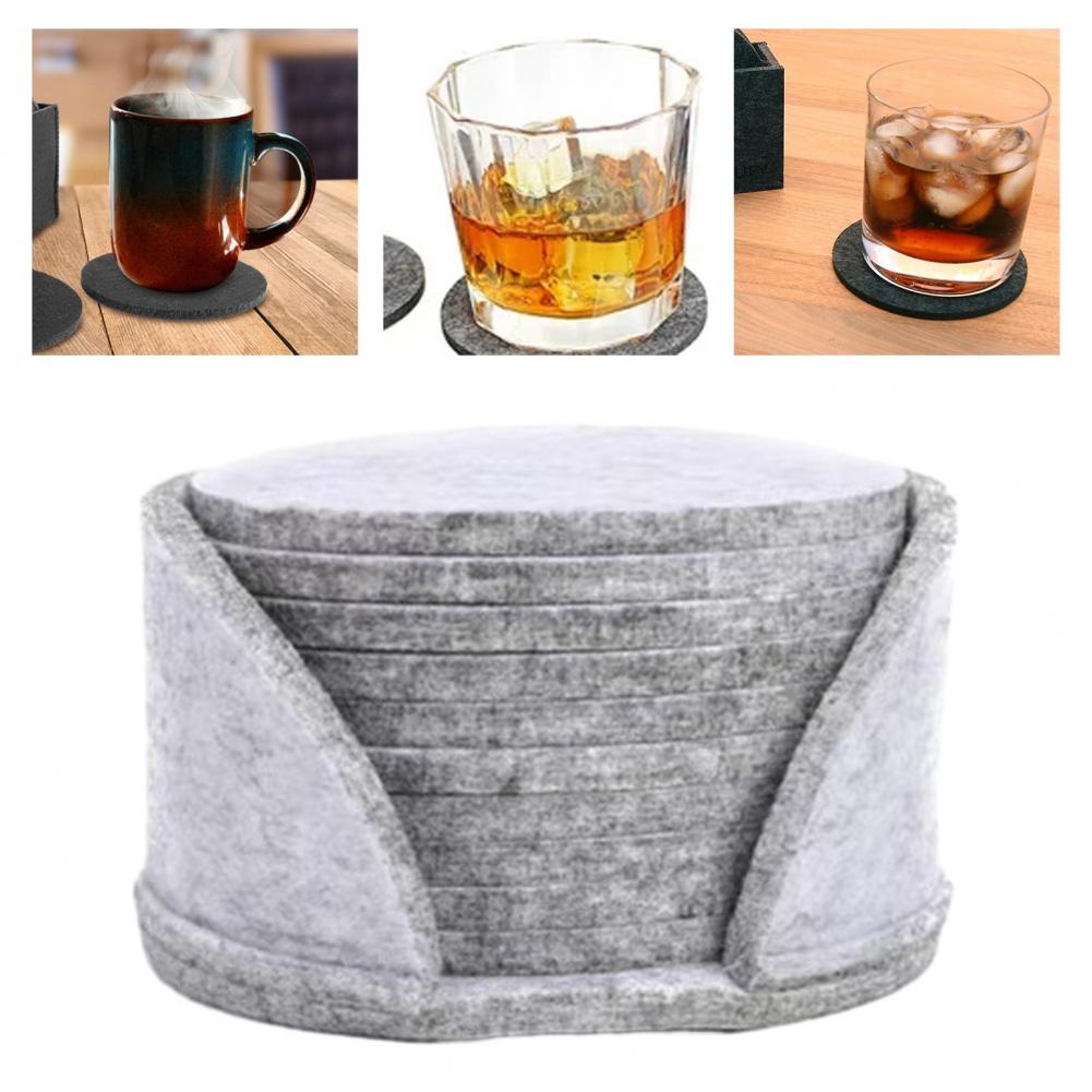 10er Set runde Filz-Untersetzer mit Wärmeisolierung und Antirutschfunktion