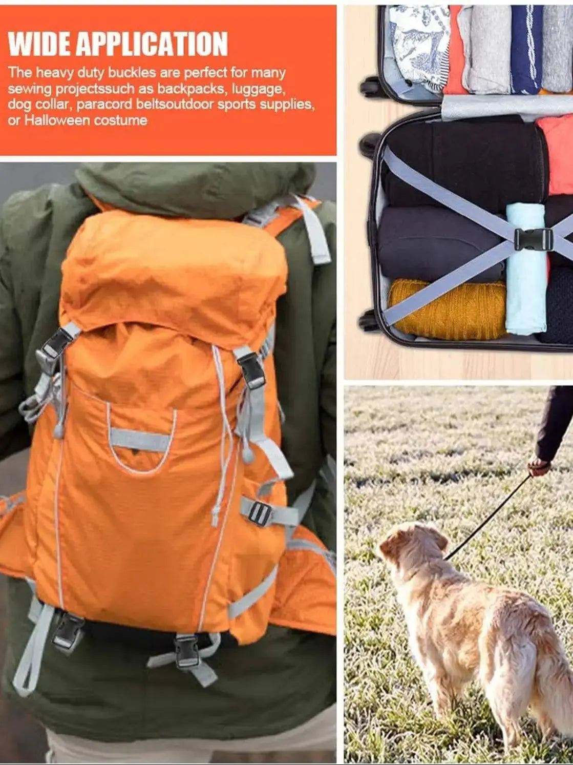 2 Stück Gurtband mit abnehmbarer Schnalle 15-50 mm für Sporttaschen Zubehör