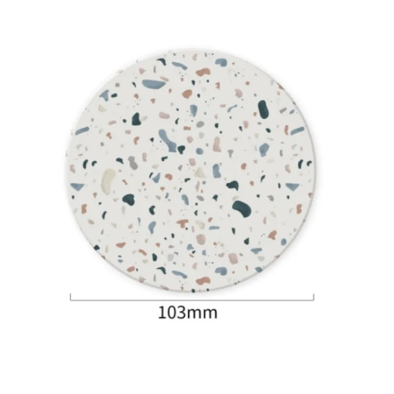 Set mit 1, 4 oder 6 Untersetzern Terrazzo Muster aus Keramikstein