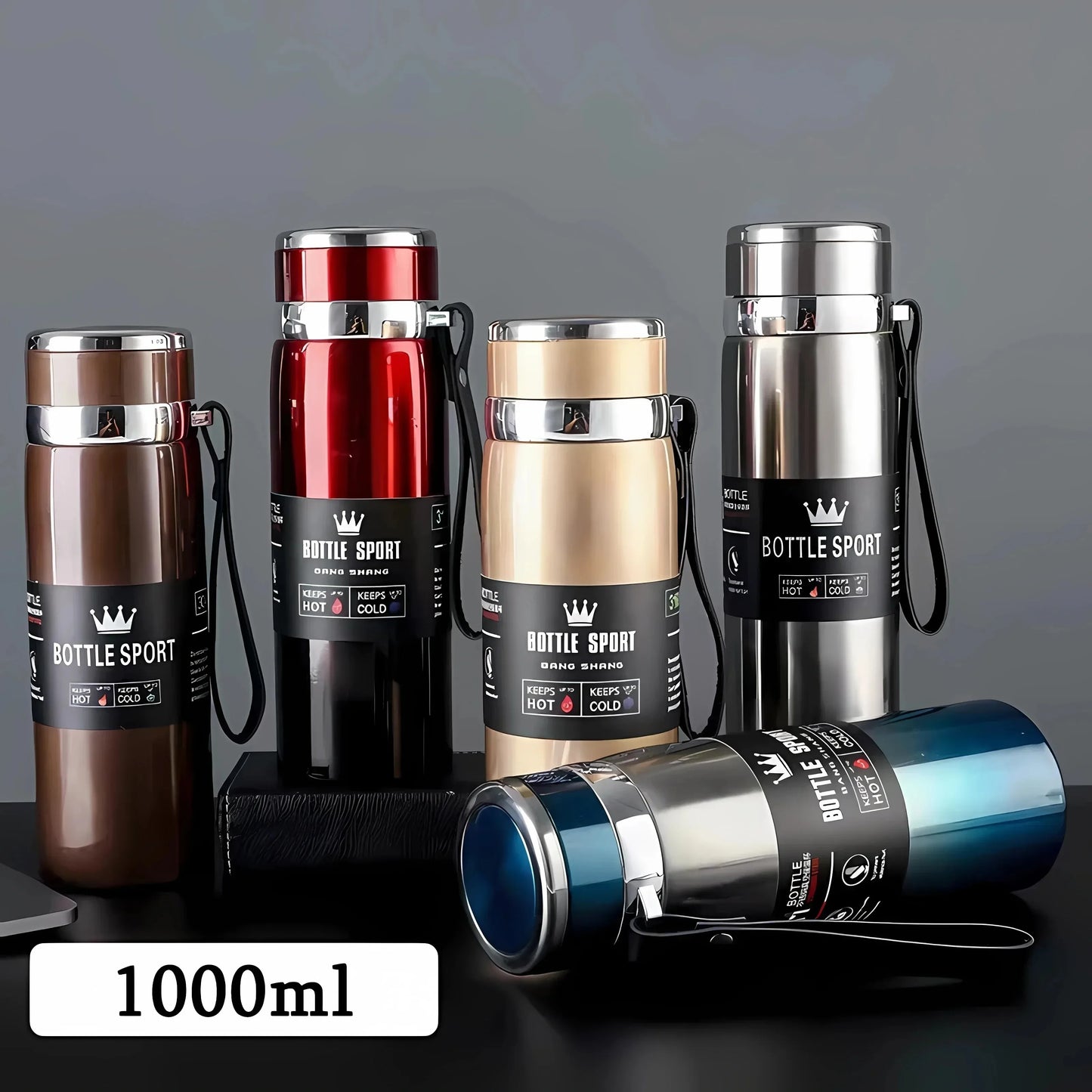 1 l Edelstahl Thermoskanne Isolierflasche für heiße und kalte Getränke