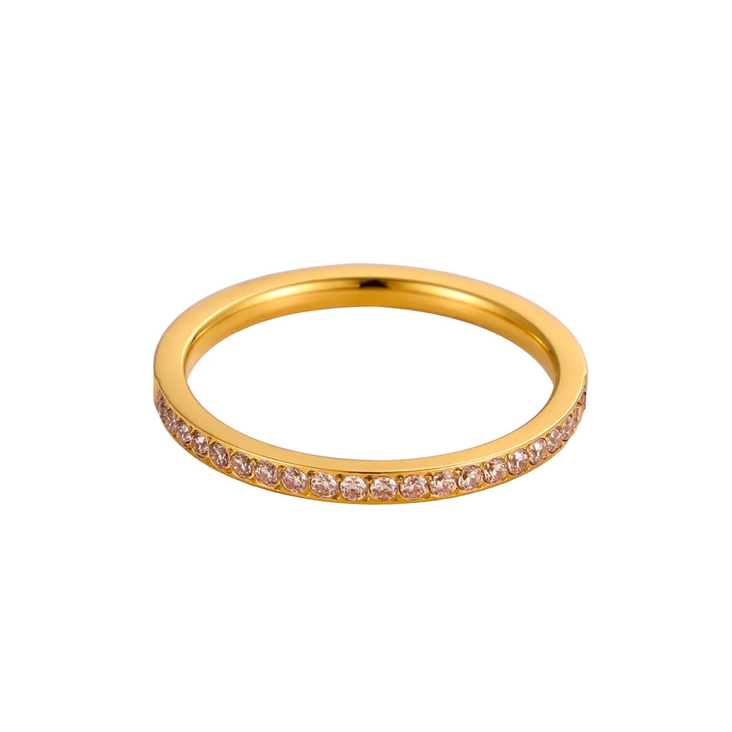 Goldfarbener Edelstahl Ring mit Mini Zirkon Herz Design für Frauen