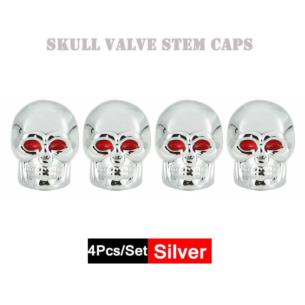 4er Set Totenkopf Ventilkappen Universal Staubdichte Reifenventilkappen