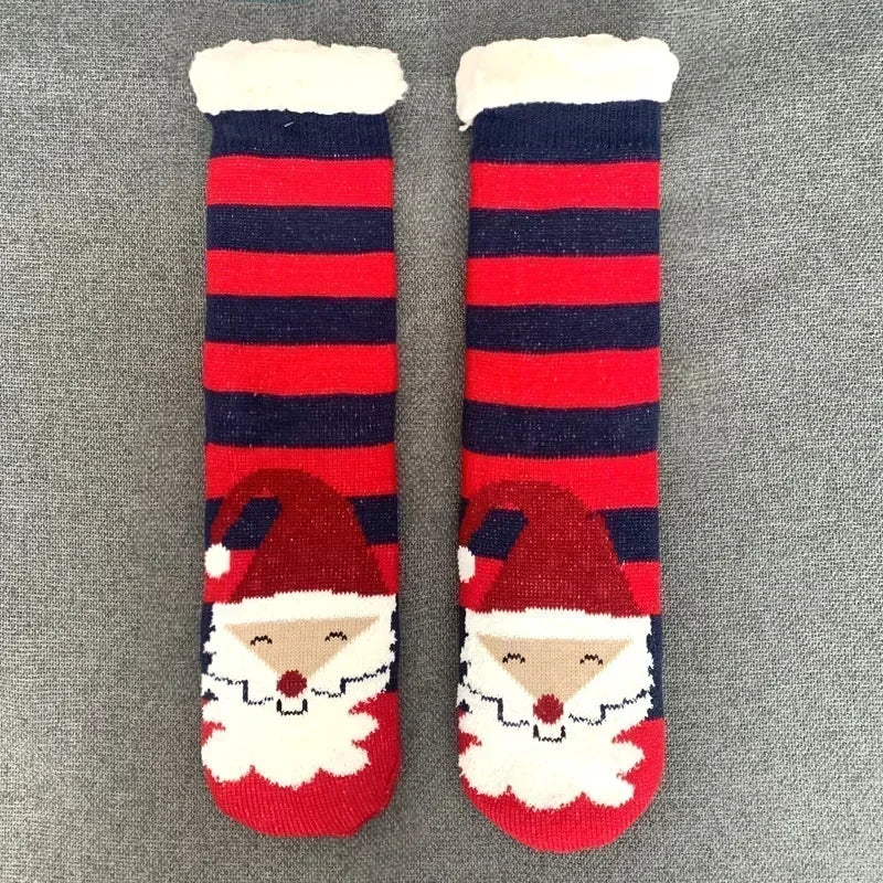 2er Set flauschige Damen Thermo-Socken rutschfest warm Plüsch Weihnachten
