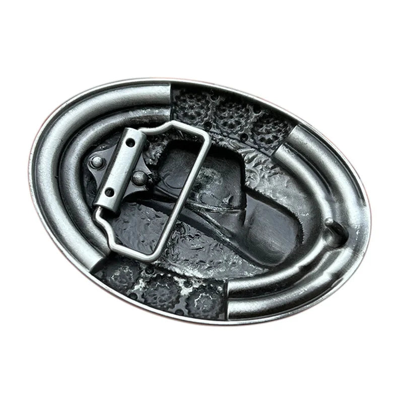 Western Gürtelschnalle mit Cowboyhut Motiv Geometrisches Design