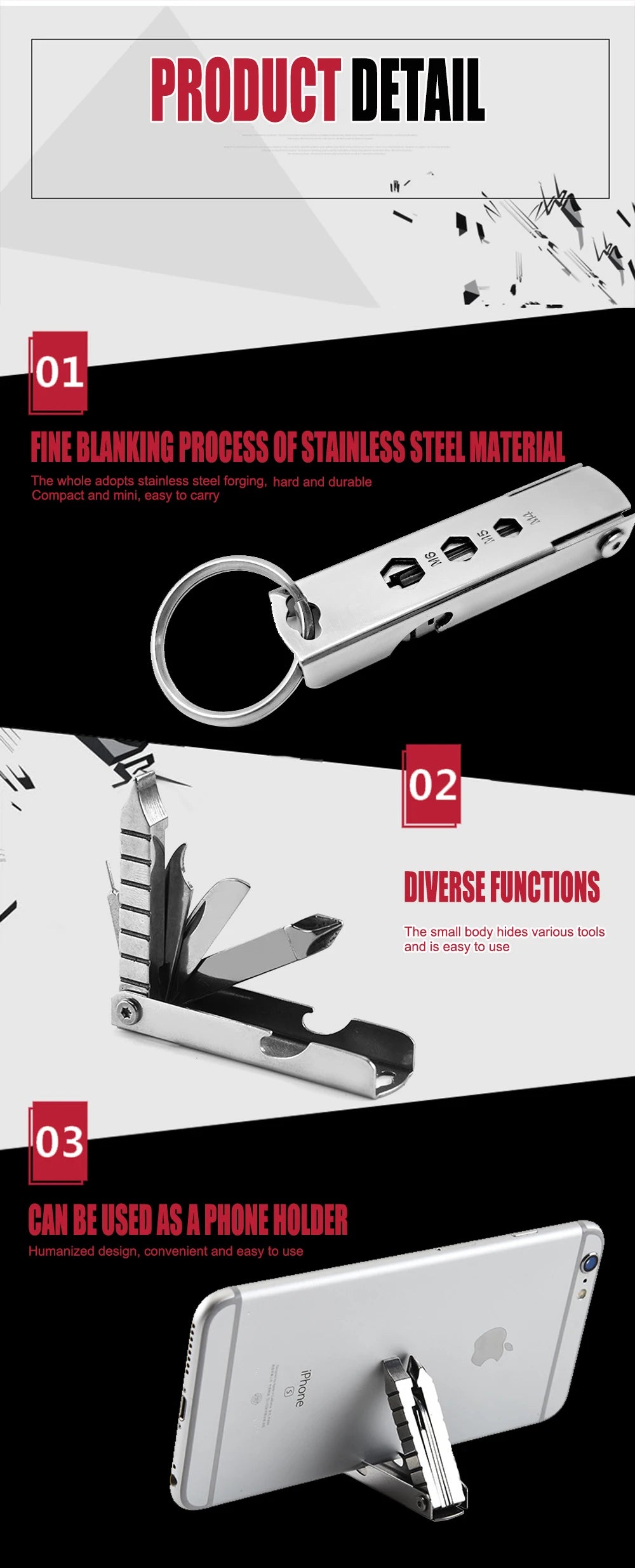 Tragbares Mini Edelstahl Schraubendreher Multitool Schlüssel Flasche Opener-Yabubest - Home & More