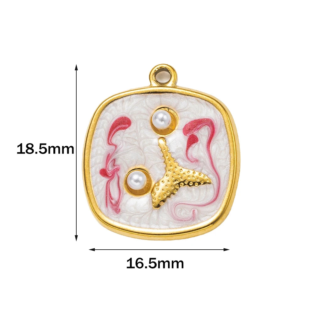 5-teiliges Edelstahl Charms Set Seestern golden für Schmuck DIY
