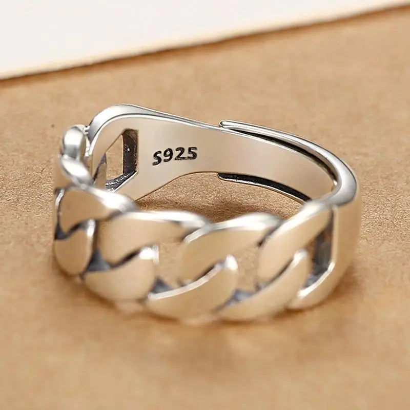 Verstellbarer Silberring mit hohlen Linien, stylischer Punk-Schmuck Unisex