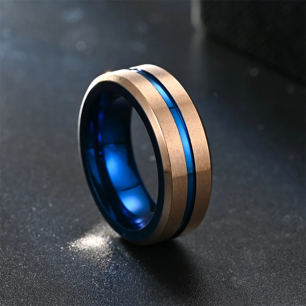 Fashio Männer Ringe Schwarz Titan Edelstahl Ringe Für Männer Frauen Ziegel Muster Finish Abgeschrägte Kante Hochzeit Ring Partei Schmuck