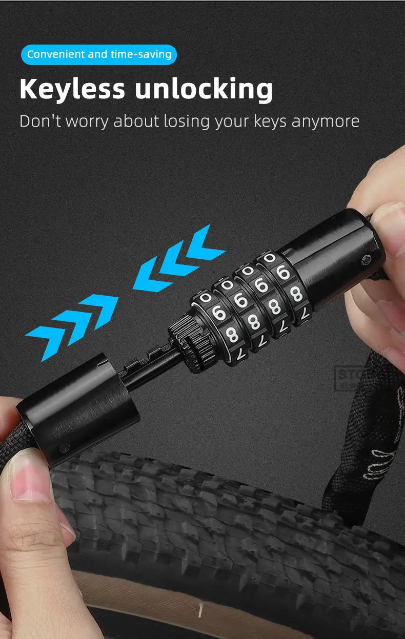 Langlebiges Fahrrad Kettenschloss mit 4 Stelligem Zahlencode