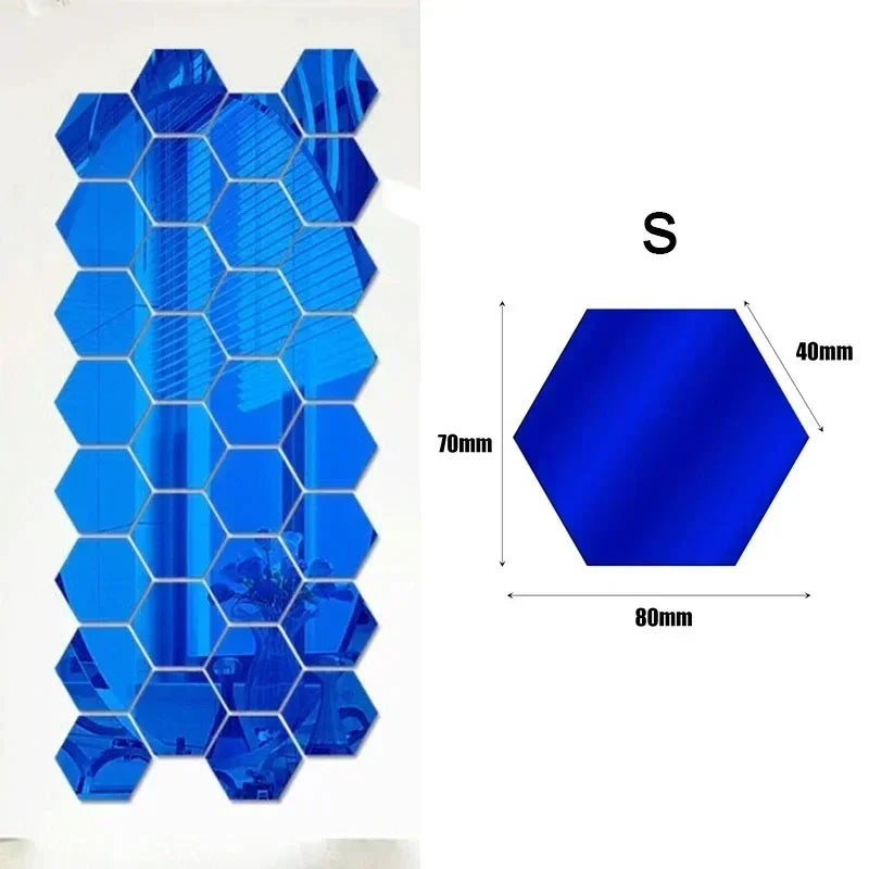 Sechseckige Acryl Spiegel Wandaufkleber selbstklebend abnehmbar