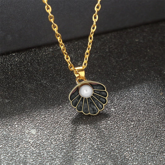 Modische verstellbare Muschel Perlen Anhänger Halskette Unisex