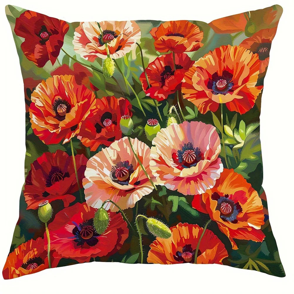 Dekorative Mohnblumen Kissenbezüge für Sofa und Schlafzimmer